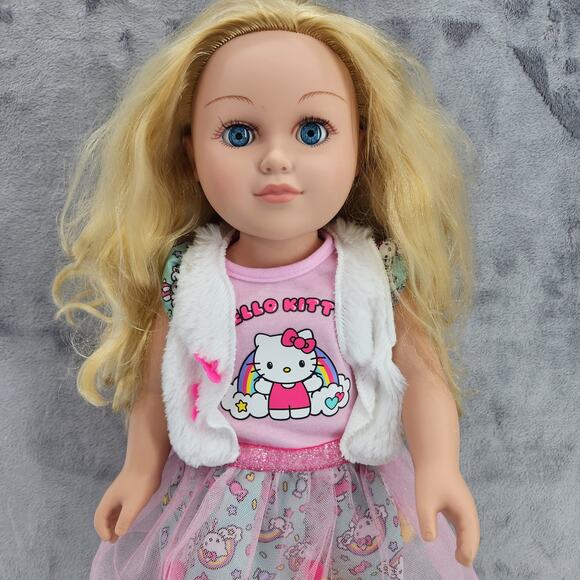 My Life 18" Blonde Doll Hello Kitty outfit - ADORABLE!!! open & close blue eyes - Picture 2 of 13